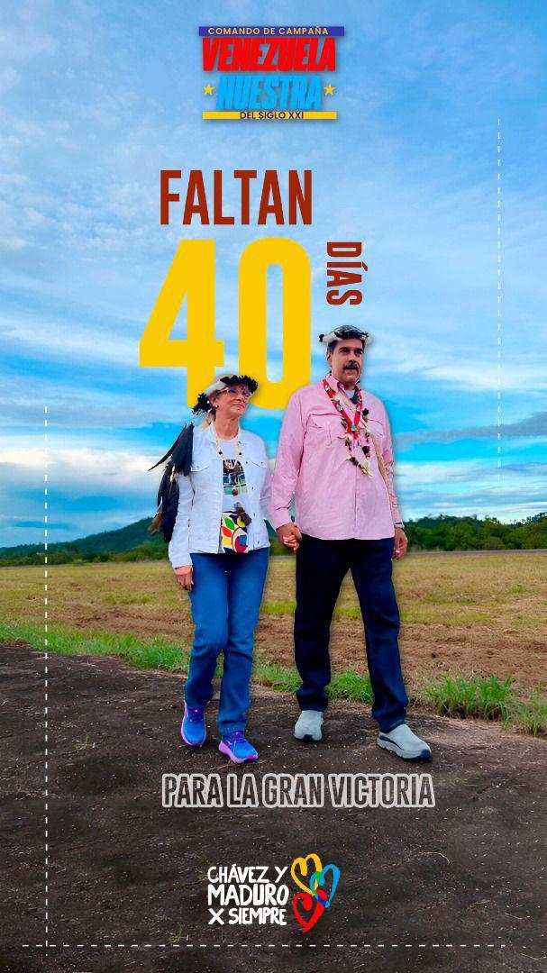Vamos por el camino de la Victoria, este 28 de Julio nuestro voto es para *Nicolás Maduro* #LaEsperanzaEstáEnLaCalle 🇻🇪❤️ Faltan 40 días