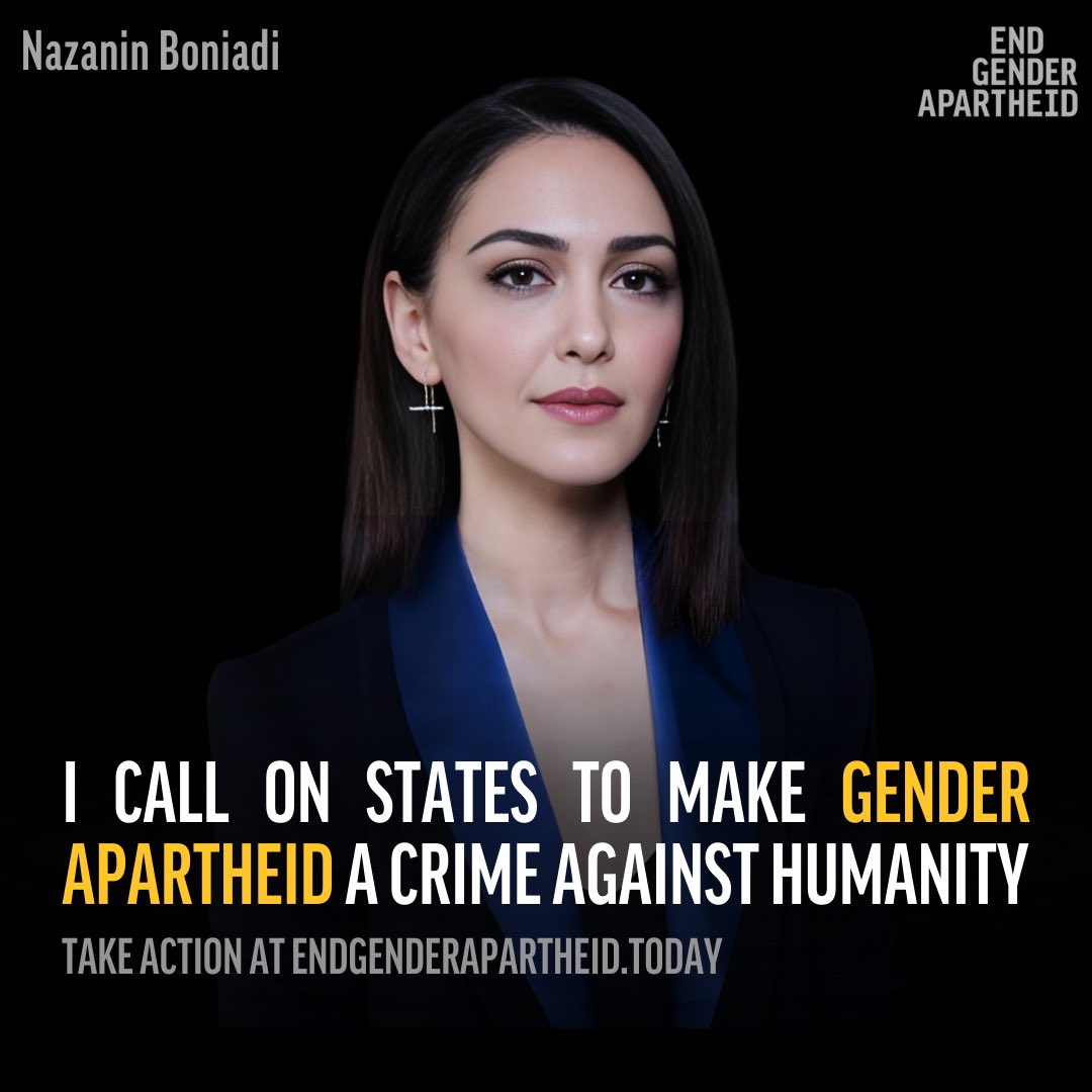I stand with Afghan &amp; Iranian women urging states to codify gender apartheid in the crimes against humanity treaty endgenderapartheid.today/brief. We can't miss this window to recognize institutionalized, systematized gender oppression for what it is: apartheid @EGAcampaign <a href="/SLPJustice/">Strategic Litigation Project</a>