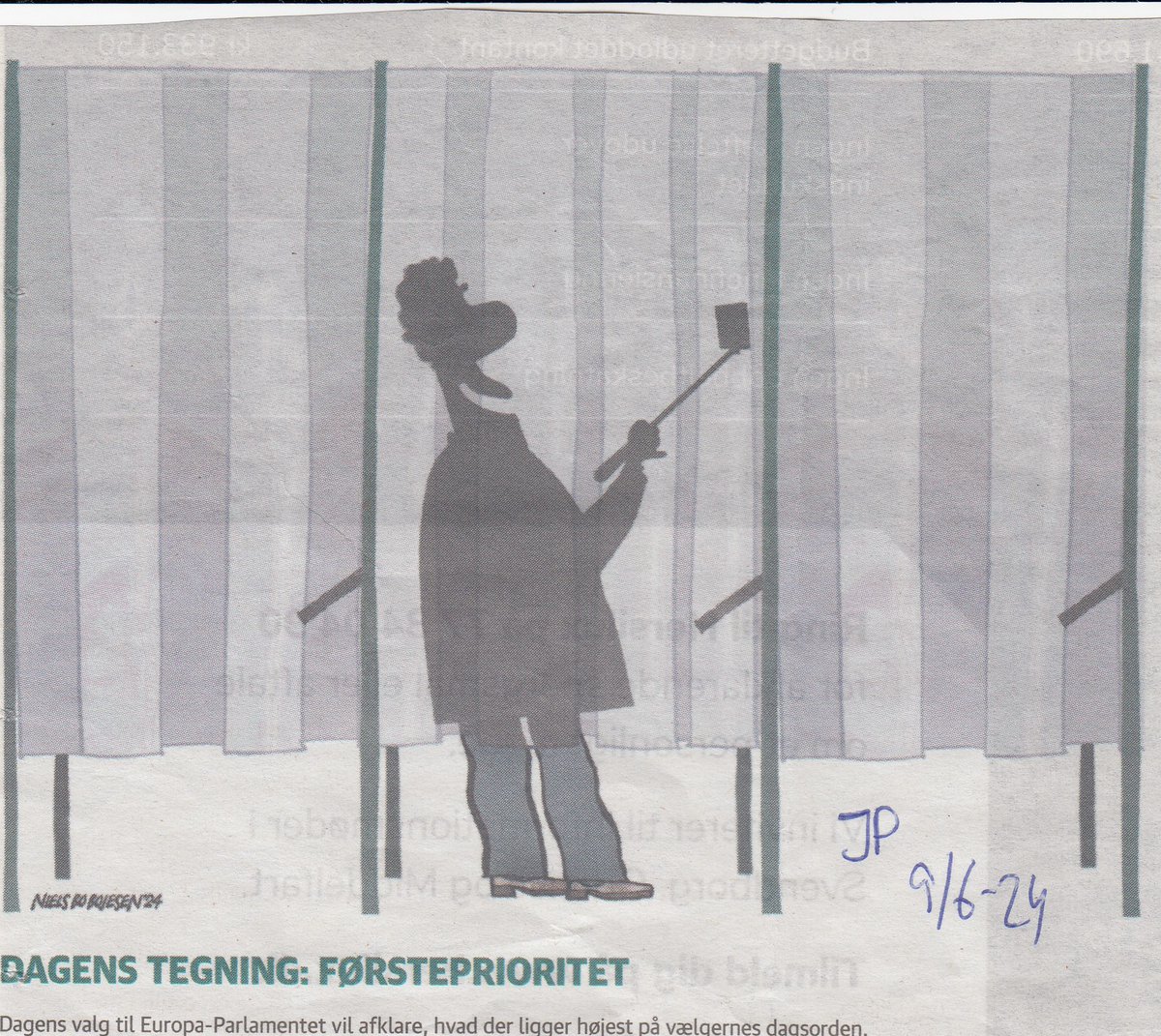 Jyllands-Postens satiretegner - en af dem i hvert fald - afslører nådesløst forklaringen på, hvorfor der var næsten 60.000, som stemte blankt ved det seneste EU-valg. Deres ærinde var simpelthen et andet.