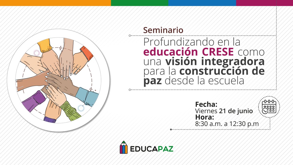 ¿Quieres saber qué es #CRESE: educación ciudadana, para la reconciliación y socioemocional, y conocer experiencias de su impacto en el territorio y su aporte en la construcción de paz?  
📺¡Únete este viernes 21 a nuestro Seminario Nacional!
youtube.com/live/fufl0XkAK…
Hora: 8:30 a.m