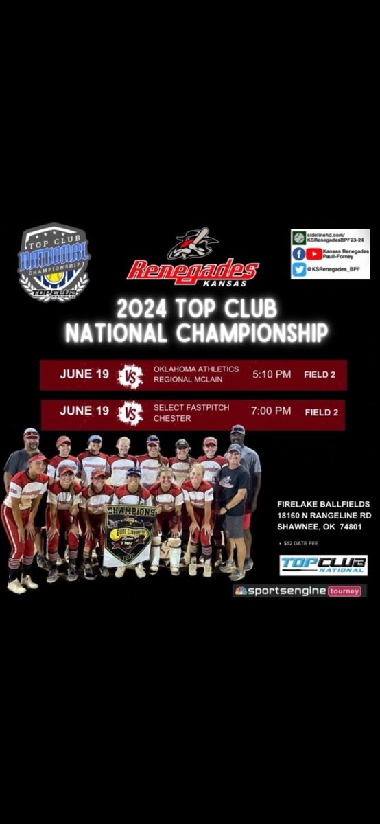 Here is the schedule for Wednesday. Come watch us in OKC!! <a href="/KSRenegades_BPF/">KS Renegades BPF</a>