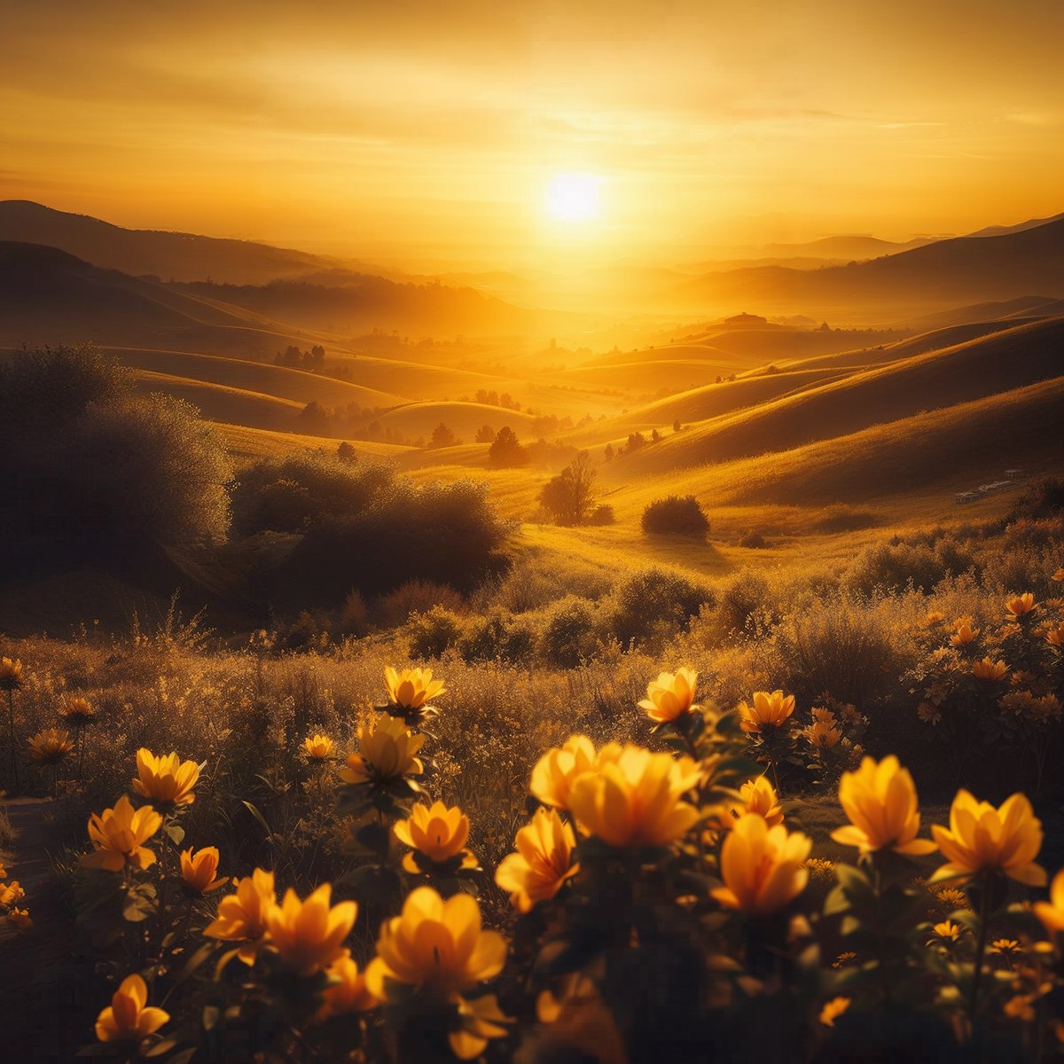 mimiさん、あにめるさん いつもお世話になっております！
背景・風景画イベントに参加させていただきます🤗 

テーマ：「黄色」

2024/6/18
プロンプト：flower / Cinematic

#mimiめる
#AI背景部
#AIart #AIphoto