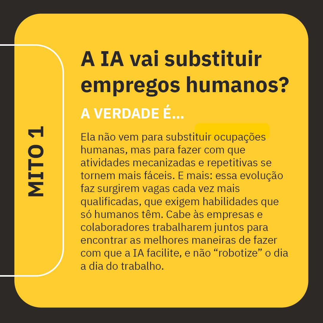 ambevtech's tweet image. Conta pra gente: qual é o maior mito sobre Inteligência Artificial que você já ouviu ou leu por aí?

Selecionamos algumas frases clássicas que circulam sobre o assunto para desmistificar esse tema. Bora falar sobre isso?

#IA #Tecnologia #TechAndCheers