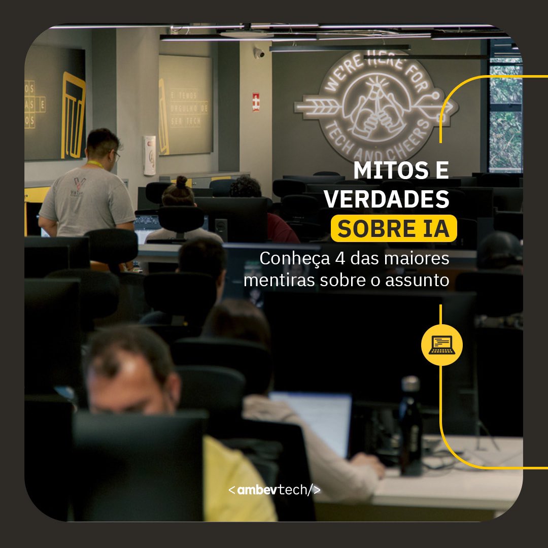 ambevtech's tweet image. Conta pra gente: qual é o maior mito sobre Inteligência Artificial que você já ouviu ou leu por aí?

Selecionamos algumas frases clássicas que circulam sobre o assunto para desmistificar esse tema. Bora falar sobre isso?

#IA #Tecnologia #TechAndCheers