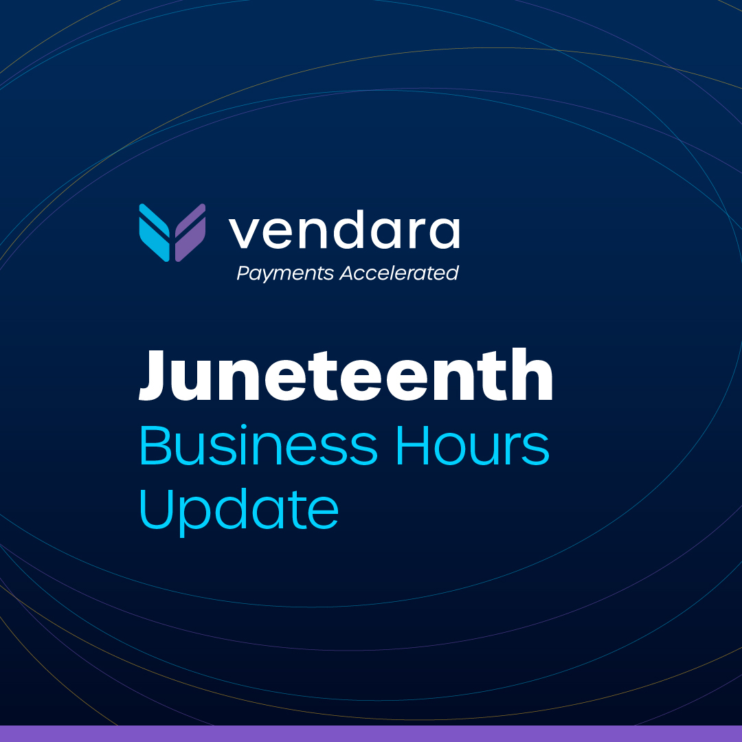 VendaraPayments's tweet photo. Federal Reserve Holiday.
Vendara will be closed on Wednesday, June 19th in observance of Juneteenth. Since the federal reserve is also closed on this national holiday, deposits will be delayed by one day. Business as usual will resume on Thursday, June 20th. https://t.co/Mp5c2ZtJBC