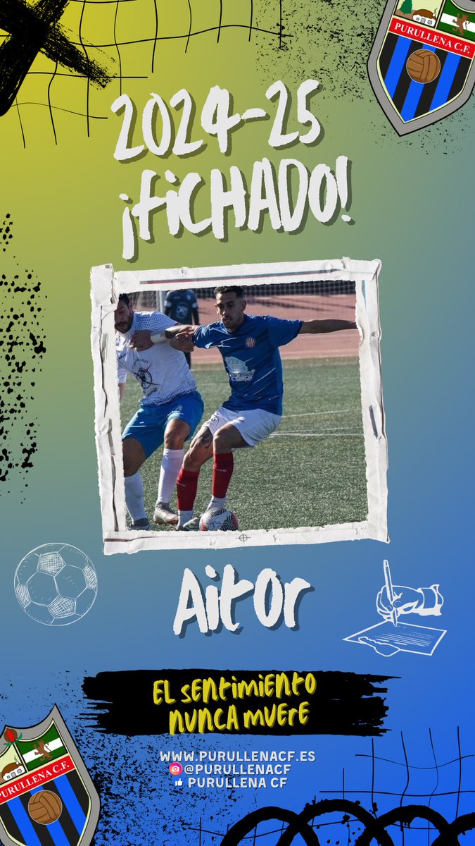 💣Fichado!!💣
<a href="/aitor/">aitor¹</a>.1990 Aitor será nuevo jugador del Purullena CF la próxima temporada.
Aitor tiene una amplia experiencia en superiores categorías, Tercera División y la antigua 1ª Andaluza…
Nos aportará calidad defensiva y buen criterio con el balón en el lateral izquierdo!