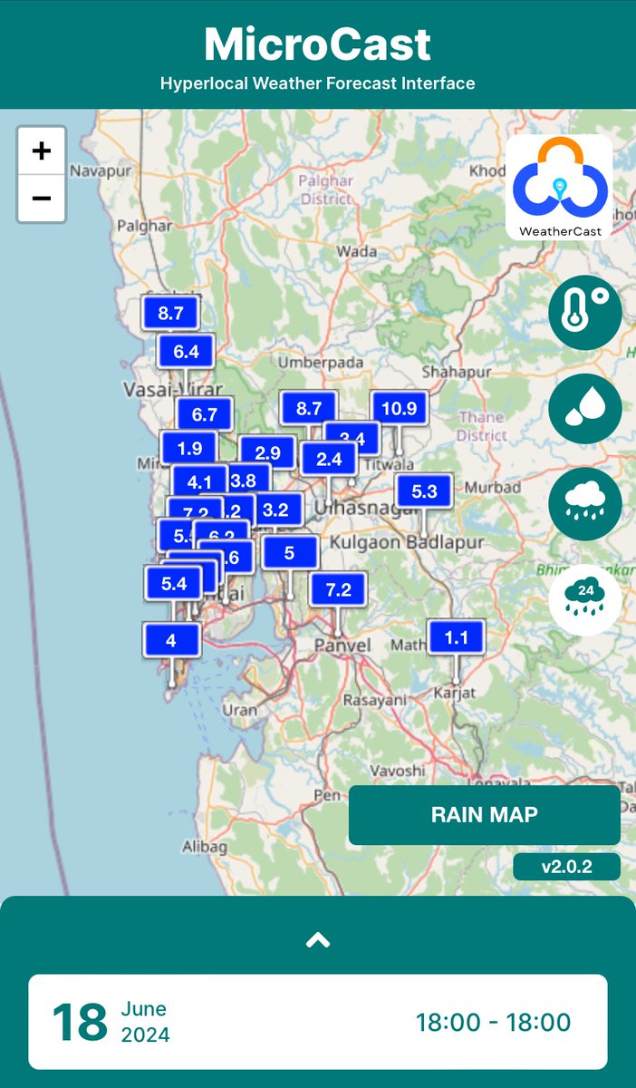 WeatherCastIN's tweet photo. #MumbaiRains
Moderate increase in rainfall activity during next 24-36 hours. Nothing to worry, as our forecast is showing 15-30 mm accumulation. Gradual increase likely in coming days. Follow MicroCast.

https://t.co/oCTMcuSyrM https://t.co/agXYUtM4kQ