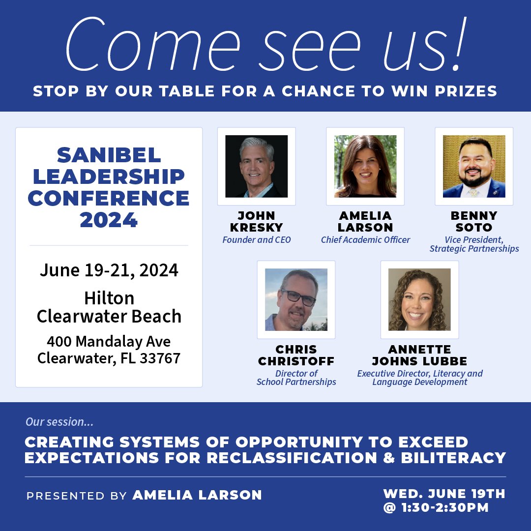 Set sail with Summit K12 at the 44th Annual Sanibel Leadership Conference 🏔️ 
Come learn with Amelia Larson @ 1:30 PM, June 19th!