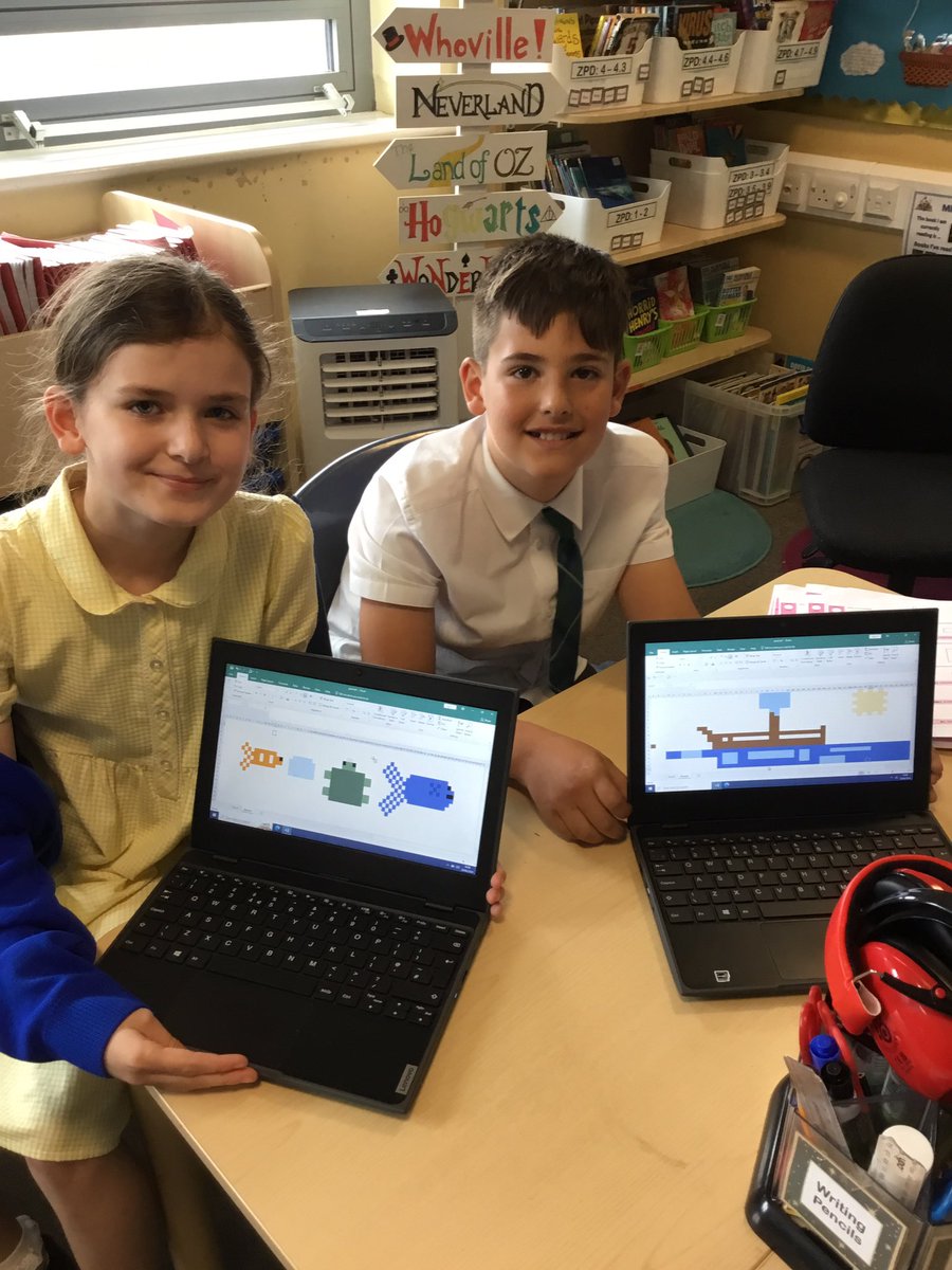 5C_stjohns's tweet photo. Continuing our pixel art topic using Microsoft excel today! Digital artists in 4C! #sjpscomputing https://t.co/HUnKoZwOeM