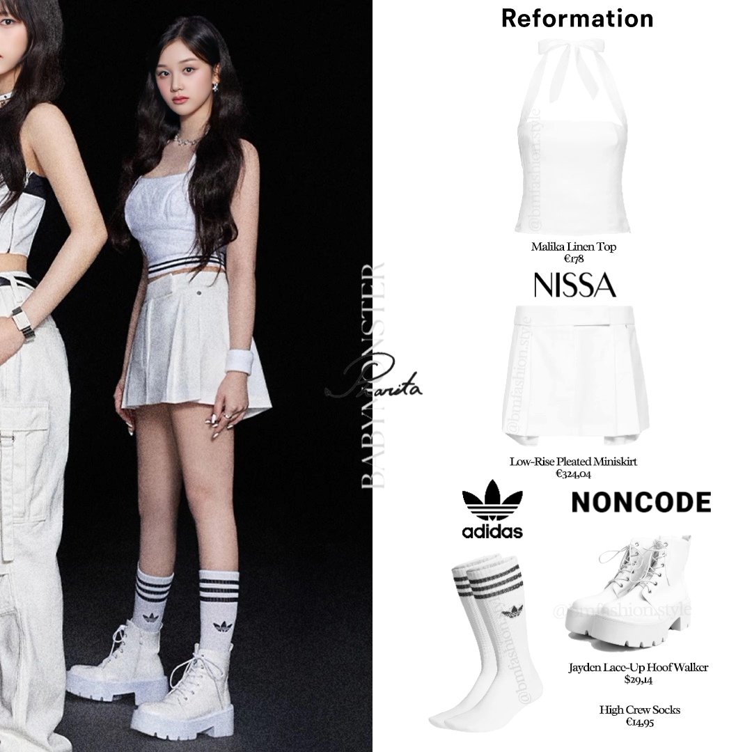 BmfashionStyle's tweet photo. Pharita #Pharita Of Babymonster #Babymonster @YGBABYMONSTER_ Wearing Reformation #reformation, Nissa #nissa, Adidas #adidas And Noncode #noncode For The 'Like That' Dance Performance Video https://t.co/lGLsPakmHh