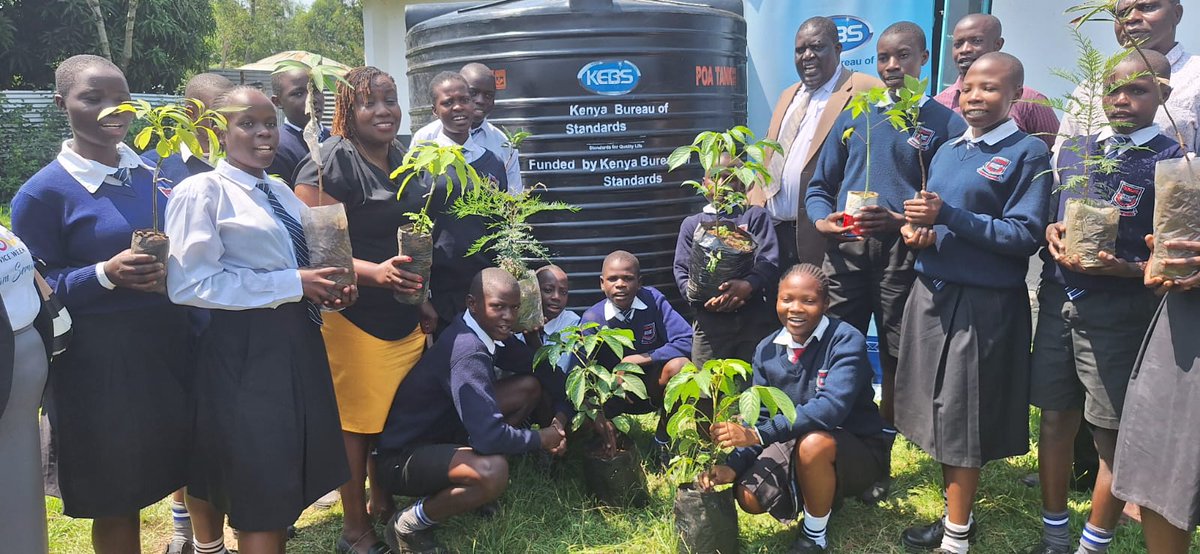 KEBS_ke's tweet photo. Today, @KEBS_ke, Lake Region led by RM Caroline Outa participated in tree planting exercise at the Tiegre secondary school. The team later donated 5000ltrs capacity water tank to the school to support the learners.
#RootingfortheFuture #SustainableTreePlantingPractices^NJ https://t.co/0aKVS8eick