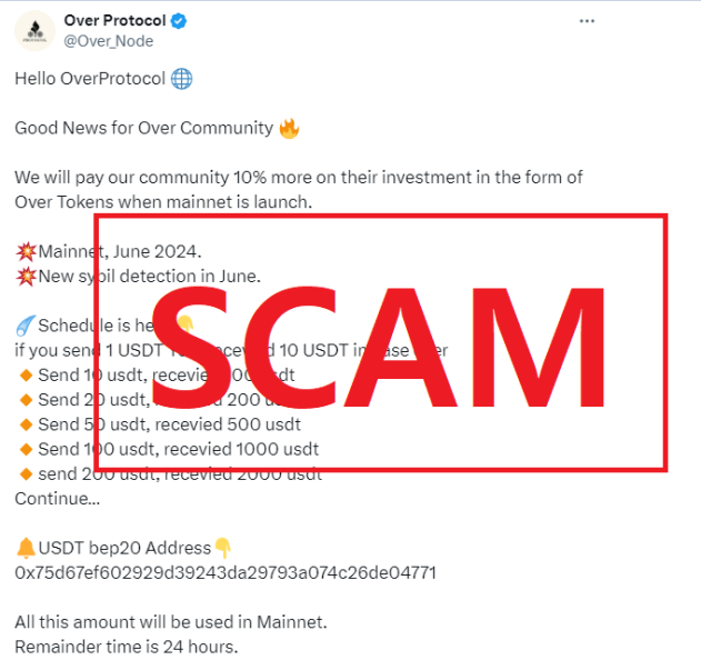 🚨Scam Alert 🚨

@Over_Node is a scam account that impersonates an official account.  
Please report the account by clicking the "More" button to avoid potential victims.