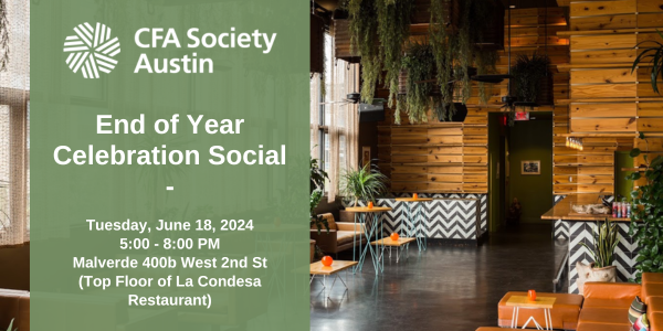 Tonight's the big night! Come celebrate the end of CFA Austin's FY 2023-2024 with your CFA friends and colleagues. Learn more and register: cfasociety.org/austin/events/…