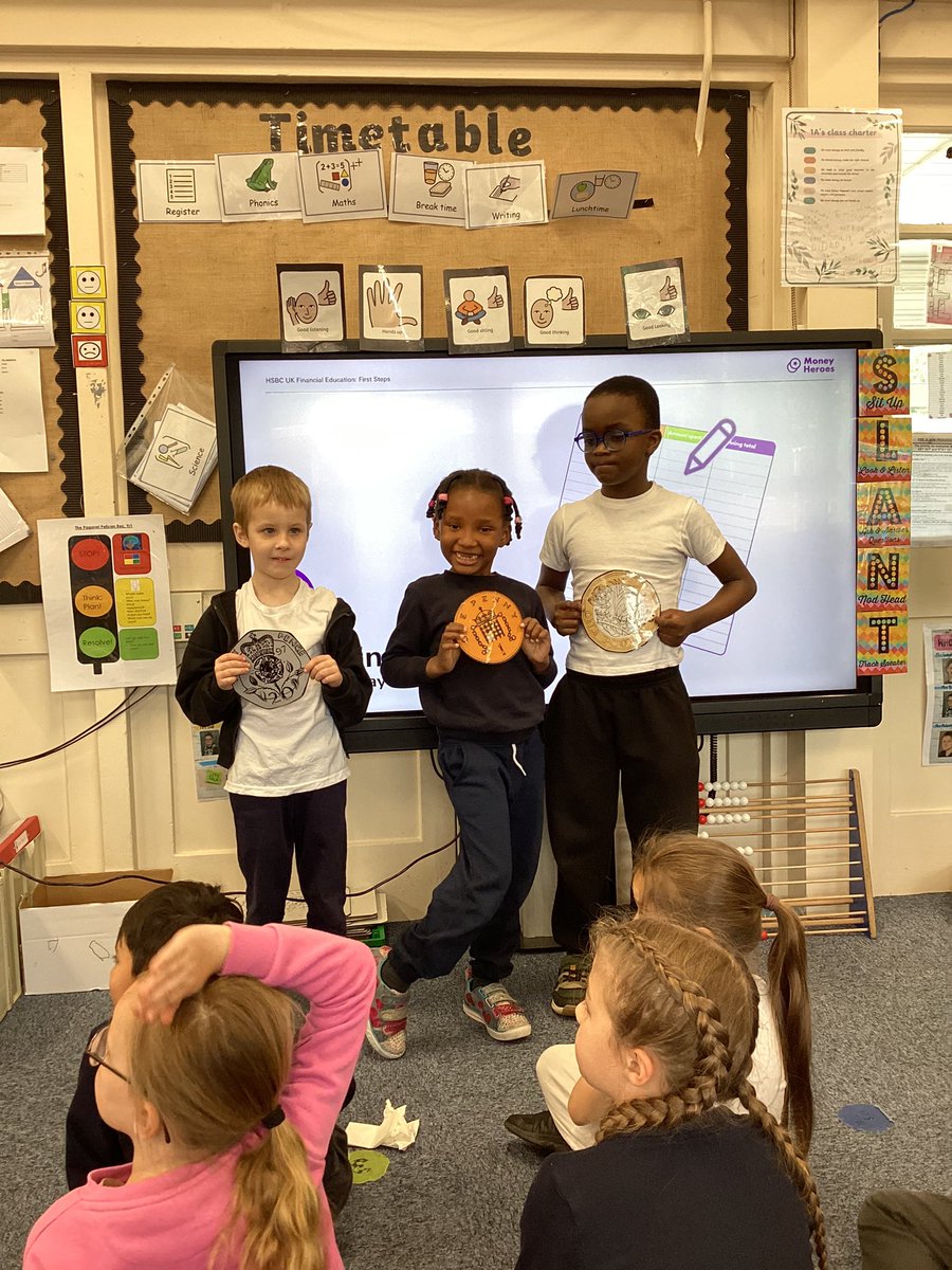 Today, Year 1 had a visit from Sandra at <a href="/HSBC_UK/">HSBC UK</a>. She spoke to the children about money, the importance about saving money 💷 and helped plan a party with £50. She even let the children have a look at the new notes with King Charles on them 😱 <a href="/paganelschool/">Paganel Primary</a> @MrsGingell
