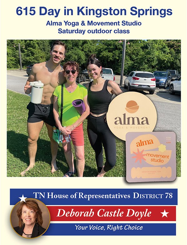 DCDoyle4TNRep78's tweet photo. Thank you Kat &amp; Silas owners of Alma Yoga &amp; Movement for the outdoor class Sat. Thanks to all who I met  interested in voting for me! D78TN @GBRagsdale @AftynBehn @NewBlueTenn @allie4tn @VoteGloriaJ @MeganCBarry https://t.co/HclVW8UCMG
