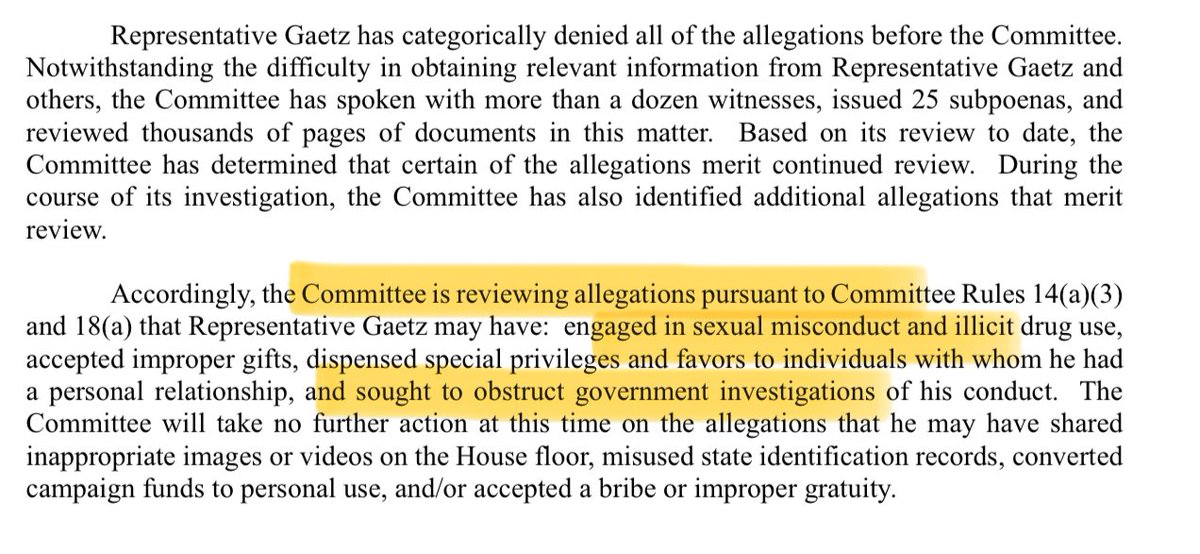 hugolowell's tweet photo. NEW: House Ethics says it is reviewing allegations that Rep. Matt Gaetz may have engaged in sexual misconduct and illicit drug use and sought to obstruct justice, per release https://t.co/W2qZka5OzX