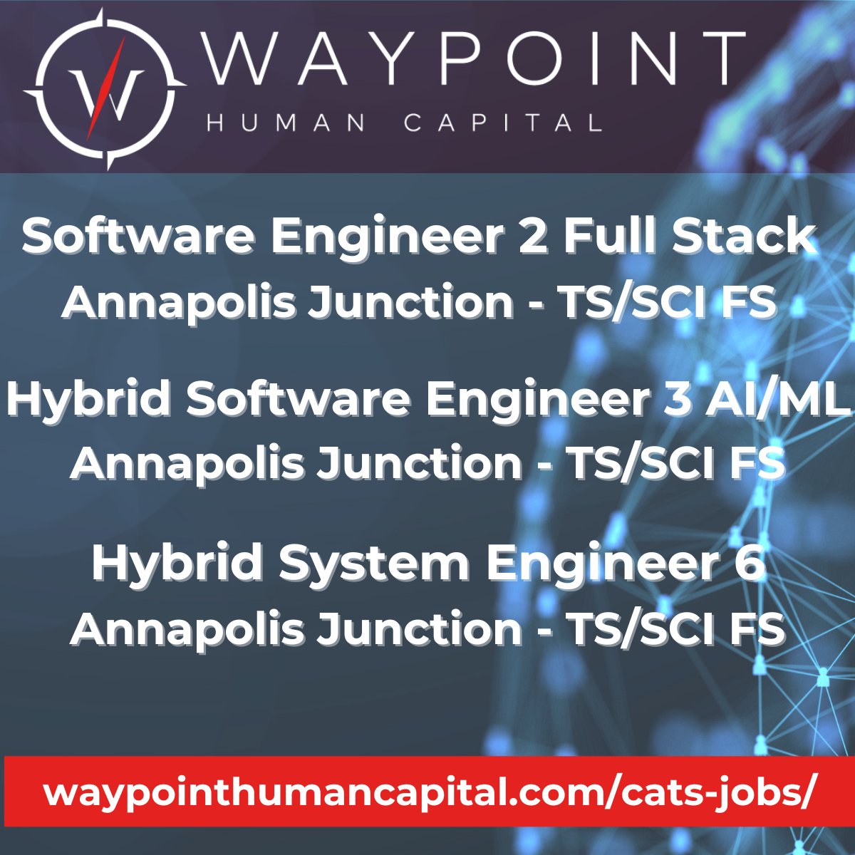 WaypointHC's tweet image. Waypoint's customer is actively seeking talented professionals for immediate fill positions in Annapolis, including some hybrid roles. These fully funded, W2 direct hire opportunities come with great benefits. Candidates must have an active TS/SCI with poly to be considered.