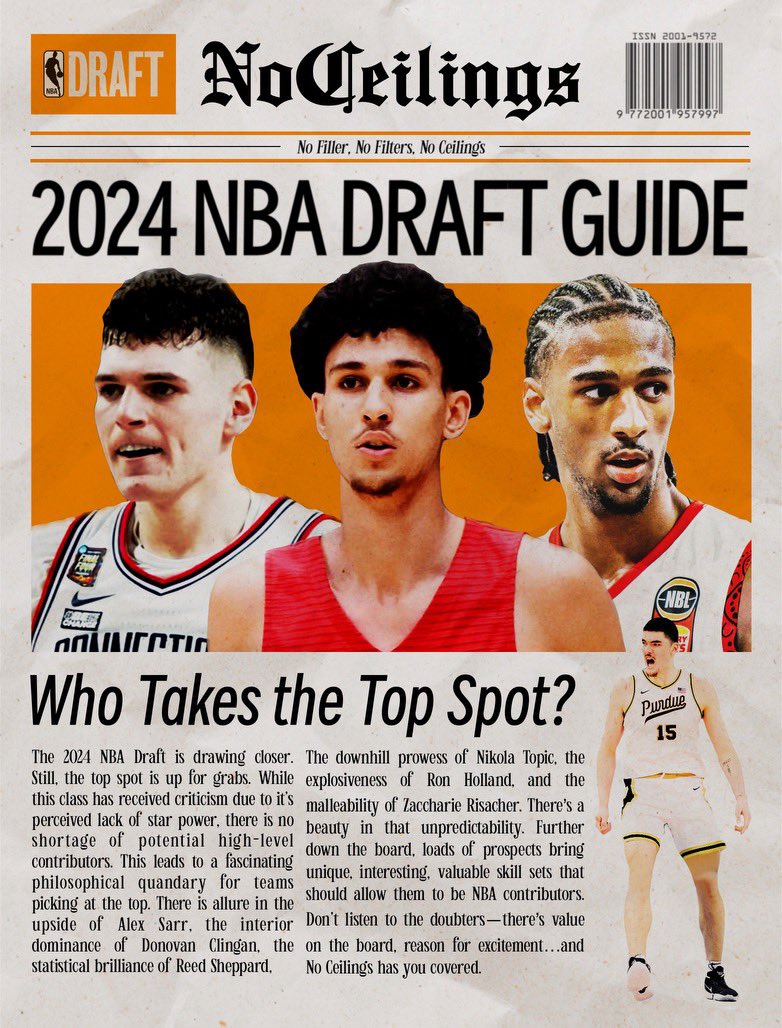 NoCeilingsNBA's tweet photo. 🚨🚨BREAKING NEWS🚨🚨

The No Ceilings 2024 NBA Draft Guide is LIVE 

🏀 18,000+ Words
🏀 60 in-depth Scouting Reports
🏀 Advanced Stats on Each Prospect
🏀 Player Comps aka “Prospect Chemistry”

LETS’S DANCE #NBADraft 

🏀 https://t.co/b3sskZm4Ec https://t.co/gfwiVXk42Z