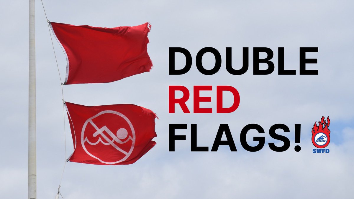 swfdinfo's tweet photo. Life-threatening surf hazards with large swell are present 6/18/24. 

SWFD lifeguards are flying double red flags. 🚩🚩

Under these conditions, it is illegal to swim and/or boogie board in the Gulf. Violators can face $500 fines and criminal charges from law enforcement.

1/2 https://t.co/45e17aSOSI