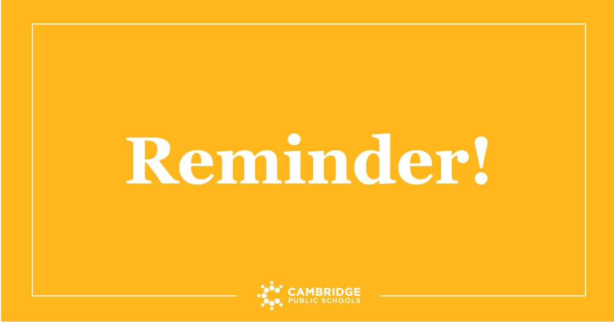 cambridge_cpsd's tweet photo. Reminder! Our schools and administrative offices are closed tomorrow, Wednesday, June 19th, in observance of Juneteenth. https://t.co/As2hgq7yQh