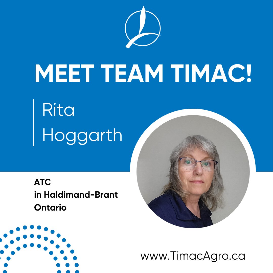 TimacAgroCanada's tweet image. Meet Team Timac !

Rita Hoggarth is an ATC in Ontario. 

She loves working one on one with her customers and creating customized solutions for their operations needs. We love having Rita on Team Timac Canada!

#farmthefuture #workinag