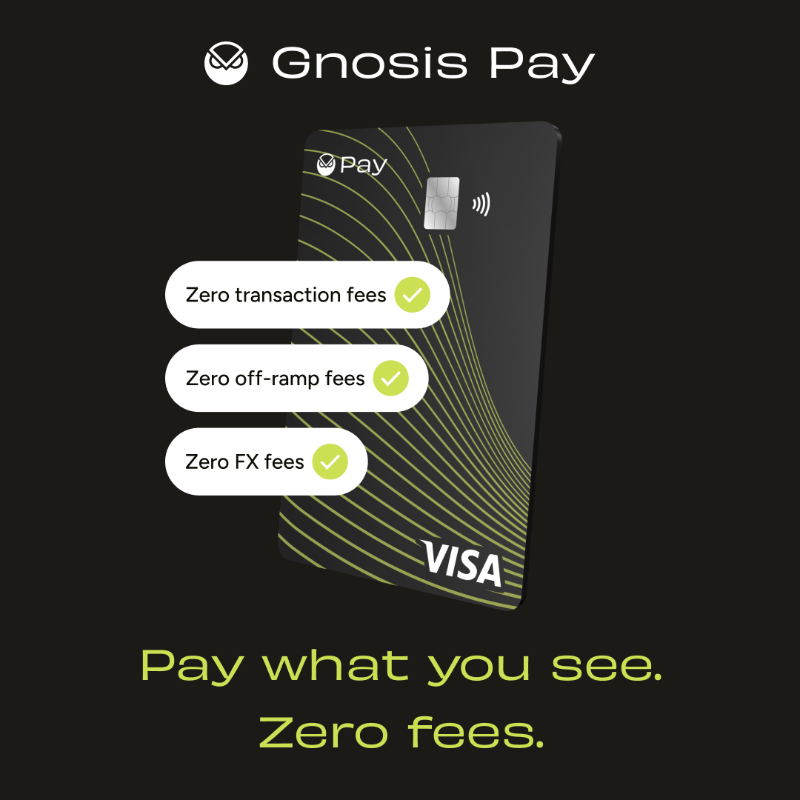 gnosispay's tweet photo. Pay directly from your blockchain address, and take full control over your finances. 

Order your Gnosis Pay Card now and access 0,00% early adopter fees.