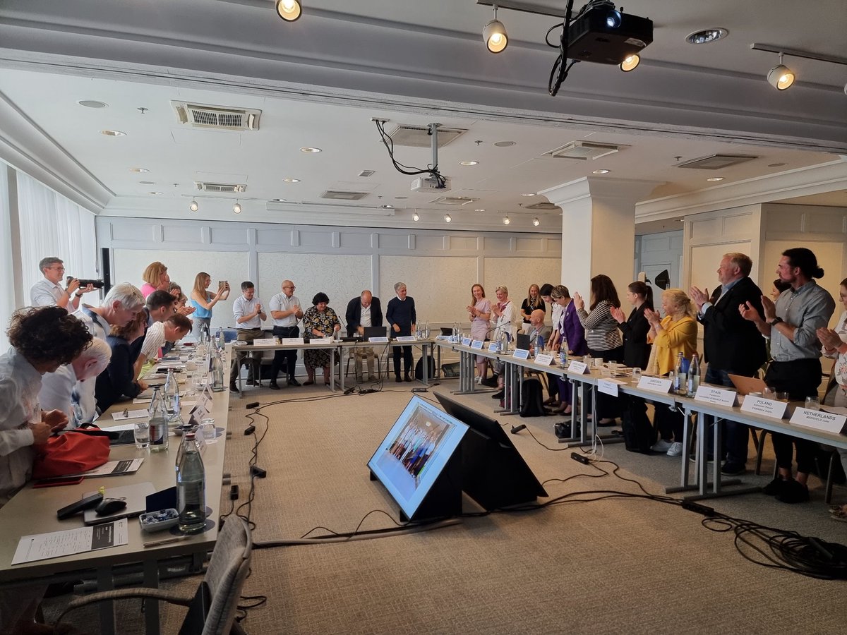 SarahCampill's tweet photo. During the AGM of @AlzheimerEurope, Chris Roberts @mason4233 addressed the end of his term as Chair of the EWGPWD in a moving speech. He received a standing ovation for his exceptional leadership &amp; dedication to the cause of raising awareness for people living with #dementia https://t.co/ZWgbTPDtaR