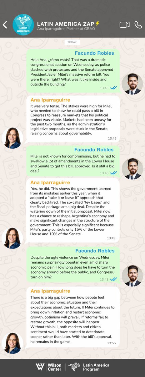 The approval of President Javier Milei’s economic reform legislation, following intense negotiations, “shows the government learned from its mistakes,” <a href="/anaiparraguirre/">Ana Iparraguirre</a> told my <a href="/TheWilsonCenter/">The Wilson Center</a> colleague <a href="/FacundoFRobles/">Facundo Robles</a>, after its take it or leave it approach “clearly backfired.”