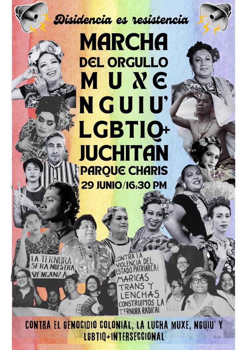 Qué ilusión. Me incluyeron el cartel de la marcha muxe nguiu’ Lgbtq en Juchitán. Gracias adorades…