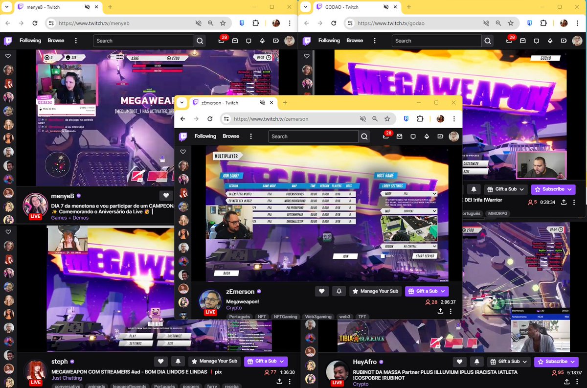 Dale! Hoje tem tiro, porrada e bomba em .@_megaweapon_ com nossos creators!
🔫👊💣🔫👊💣🔫👊💣

.<a href="/Menyeb_/">menyeB</a> .<a href="/steph_vieira/">steph</a> .<a href="/GODAOsz/">Godão</a> .<a href="/afro_hey/">HeyAfro</a> .<a href="/ozemerson/">zEmerson 🌊</a>