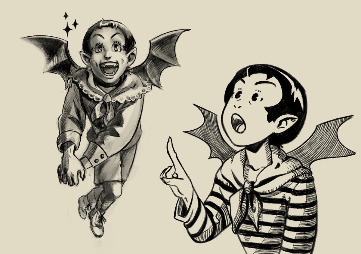 TeenAgeless's tweet photo. I've been listening for too much horror punk recently 
So here is a vintagy vampire kid https://t.co/7Xj0AYY5sF