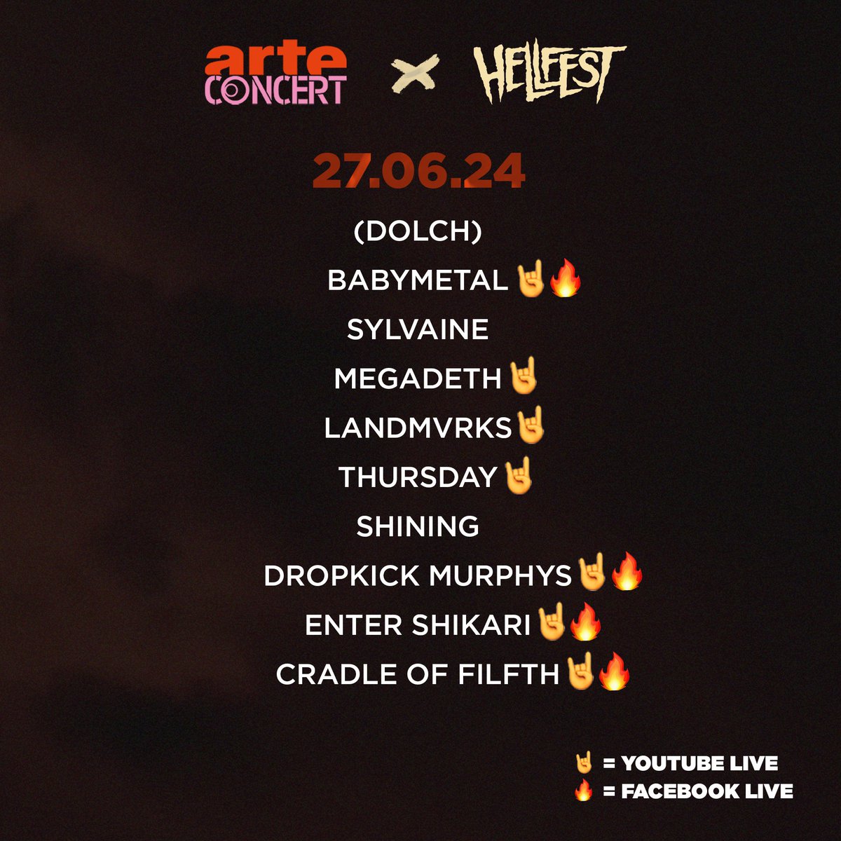 ARTEconcertFR's tweet photo. Légende :
🔥 Live Facebook
🤘 Live Youtube
Le reste des concerts sur notre site https://t.co/lliiLpgbeL et en VOD. https://t.co/Yzn3oxmqnw