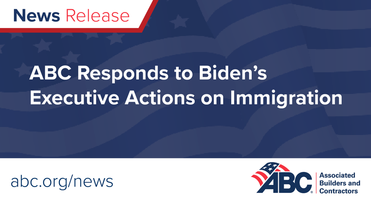 ABCNational's tweet photo. “Today’s announcement makes it apparent how much our broken immigration system needs meaningful reform. Without a skilled workforce, contractors cannot build the places where we gather, work, learn and heal."

https://t.co/EGFx22bFYH

#ABCMeritShopProud https://t.co/4FcUS5kP6V