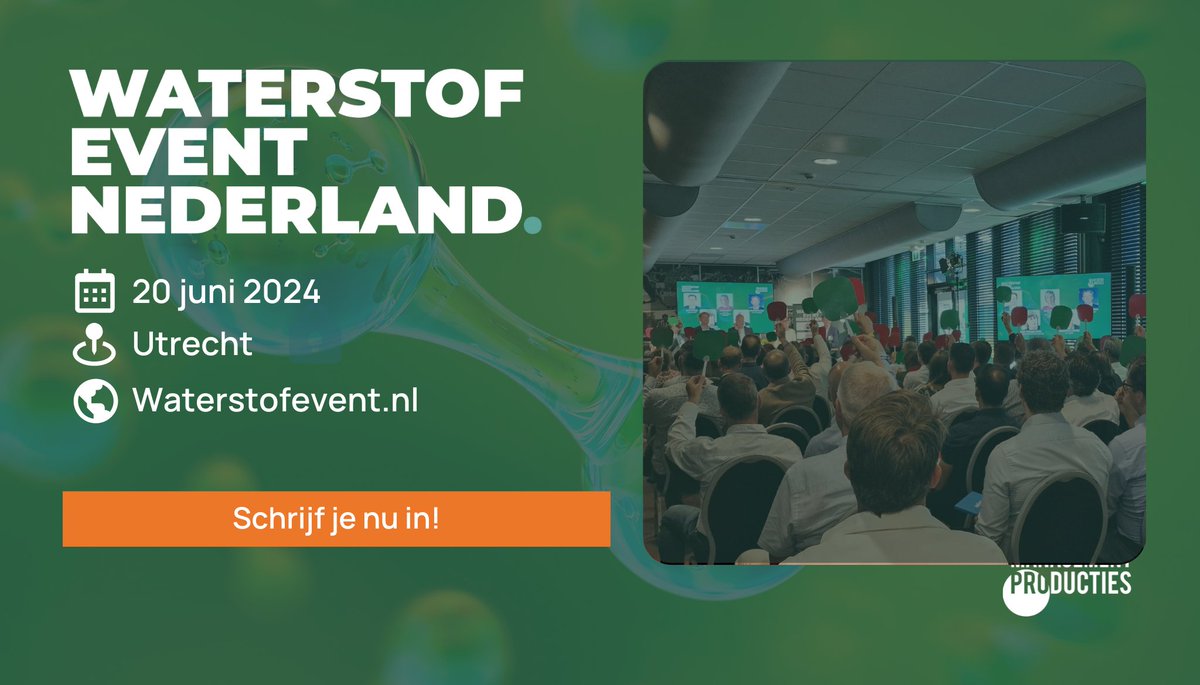 Waterstof Utrecht (@waterstofu) on Twitter photo Donderdag 20 juni Waterstof Event Nederland over waterstof in transport/mobiliteit & industrie
<a href="/MProducties/">ManagementProducties</a> <a href="/ProvUtrecht/">Provincie Utrecht</a>
Gebruik code PROVINCIE100 voor €100 korting op deelname via lnkd.in/g36Es2qF
Programma: managementproducties.com/portfolio-item…
#WaterstofEvent #WaterstofUtrecht Donderdag 20 juni Waterstof Event Nederland over waterstof in transport/mobiliteit & industrie
<a href="/MProducties/">ManagementProducties</a> <a href="/ProvUtrecht/">Provincie Utrecht</a>
Gebruik code PROVINCIE100 voor €100 korting op deelname via lnkd.in/g36Es2qF
Programma: managementproducties.com/portfolio-item…
#WaterstofEvent #WaterstofUtrecht