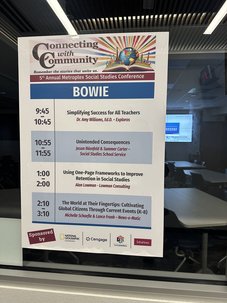 Jasonih's tweet image. Come for an active learning session in Bowie room (2nd floor) at 10:55
#ConnectingWithCommunity @region10ss @ESC11SS