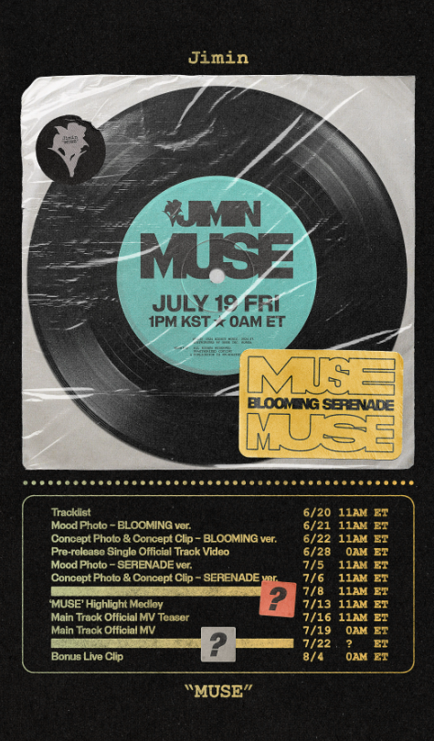 Jimin shares the promotion schedule for 'Muse'.