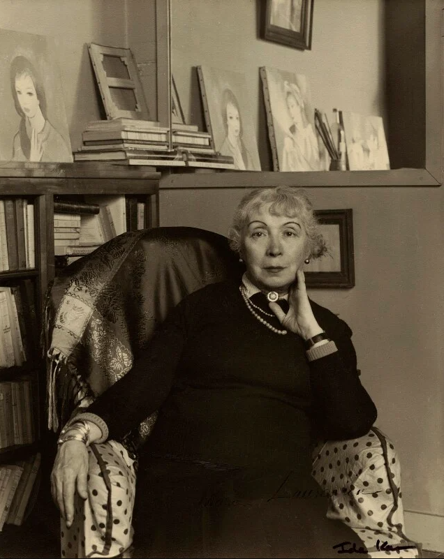 OUMuseum's tweet photo. In honor of #PrideMonth, OUMA is spotlighting French artist Marie Laurencin (1883-1956), whose piece "The Amazons" is on display now in the Skylight Gallery.  While Laurencin never labeled her sexuality, much of her work deals with themes of femininity and lesbian identity. https://t.co/oowtCzISdD