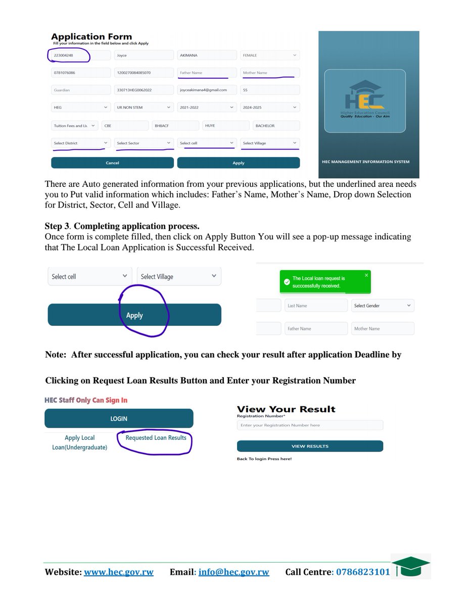Itangazo ryo gusaba inguzanyo yo kwiga muri Kaminuza y'u Rwanda <a href="/Uni_Rwanda/">University of Rwanda</a> mu mwaka w'amashuri 2024. Kanda hano:hecmis.hec.gov.rw

Gusaba inguzanyo bizakorwa guhera tariki ya 18/06/2024 kugeza ku ya 04/07/2024.