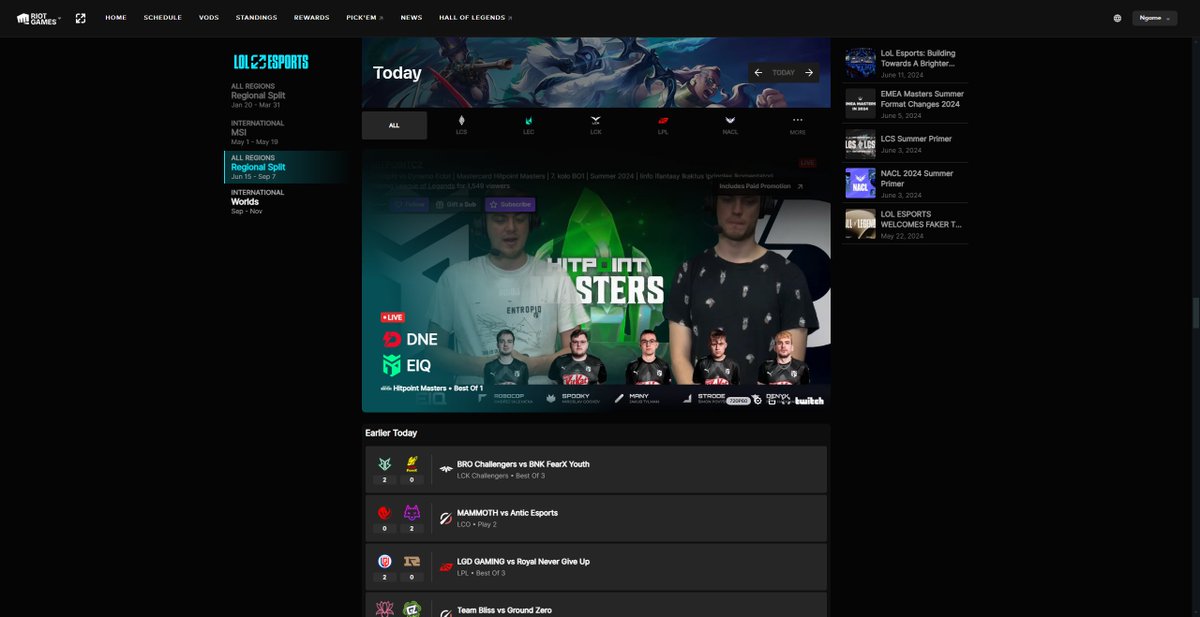 Ngame989's tweet photo. @lolesports Either don't immediately show most recent match results or option to hide them behind spoiler tags on the landing page https://t.co/srky6PktN8