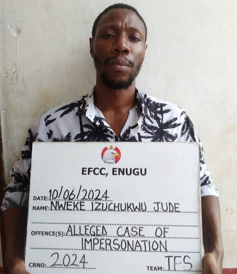 dometelevision's tweet photo. EFCC arraigns suspected fraudster for impersonation in Enugu - https://t.co/f2C0B63I2S https://t.co/2mXttc2MfT