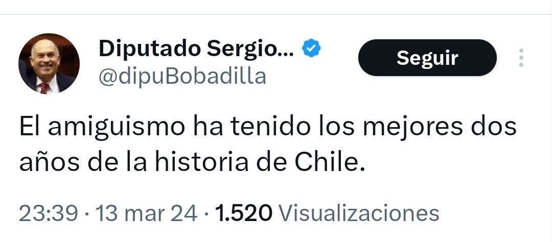 BotCheckerCL's tweet photo. Dime de que te jactas y te diré de que careces...

#Bobadilla https://t.co/xSuc5D2pPA