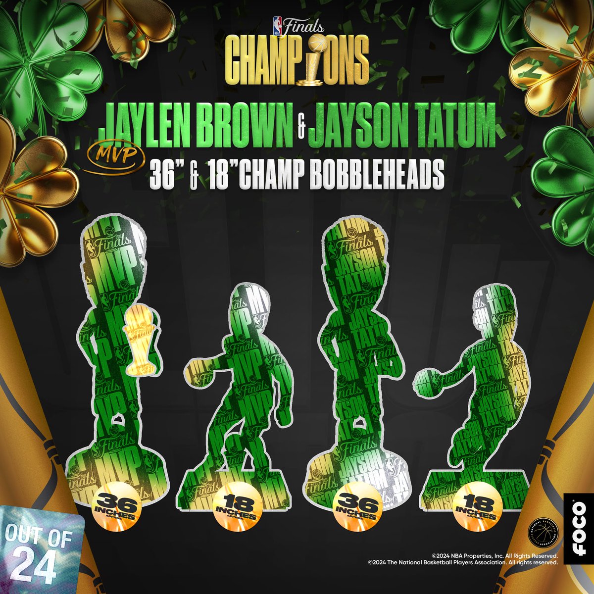focobobbles's tweet image. LARGER THAN LIFE 🏆 ☘️ #JaysonTatum and #JalenBrown 18 and 36in collection