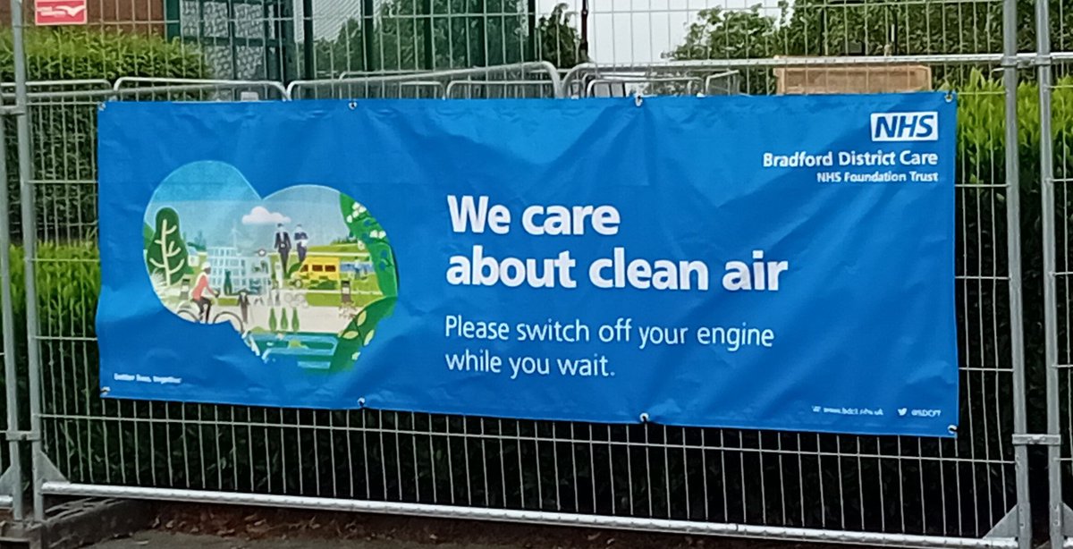 In preparation for #CleanAirDay we've installed this banner at Lynfield Mount Hospital. A reminder to always switch your engine off while you are waiting. It's likely to be a roving banner, so watch out for where it will appear next! 👀