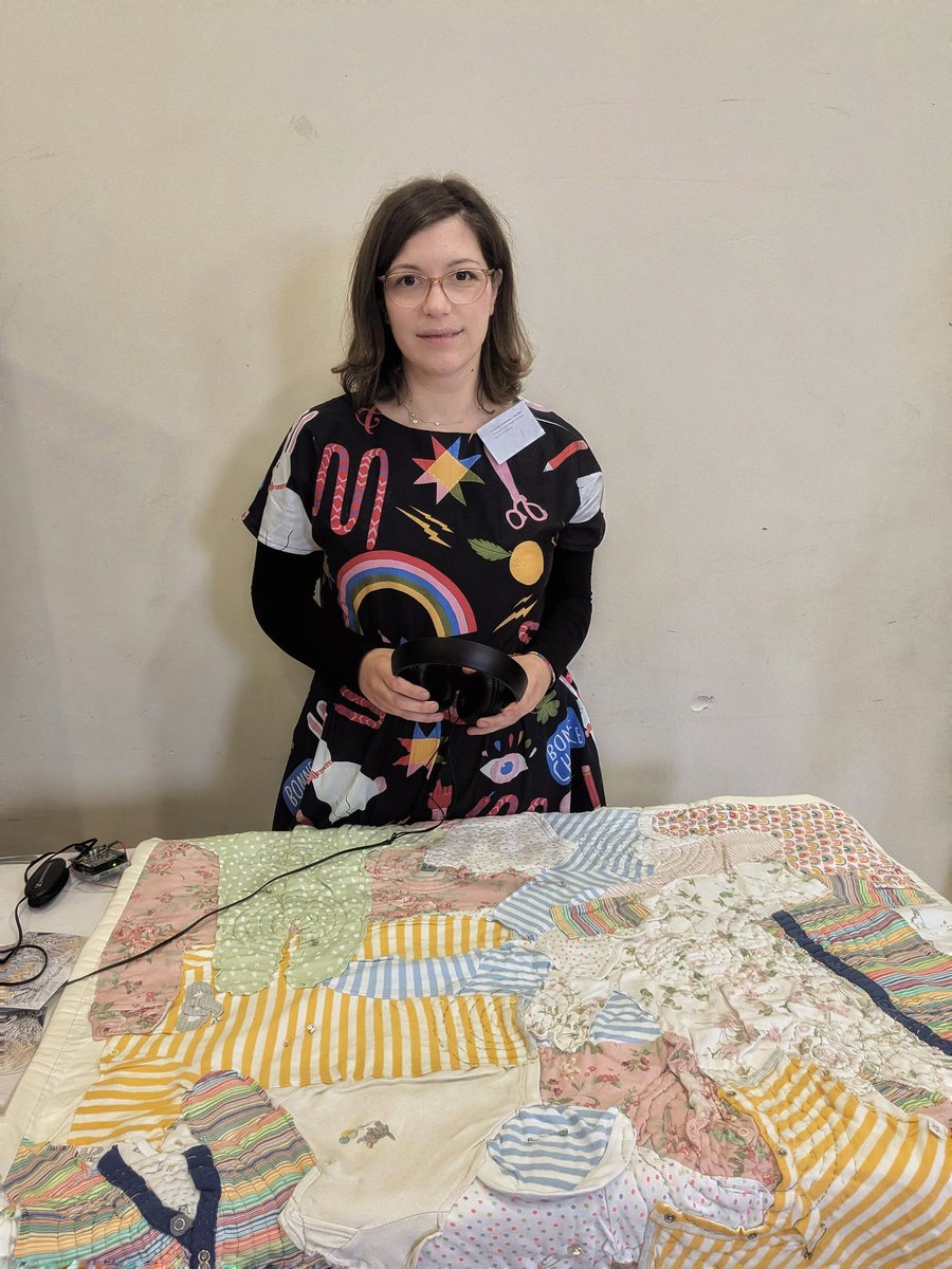 Our quilt has travelled all the way up to Bangor in North Wales for the <a href="/LSWalesCDdCymru/">Learned Society of Wales</a> Early Career Researchers Colloquium! Lots of interest and interactions.
More importantly, so much connection with the stories the 12 mothers in our project shared with us!
