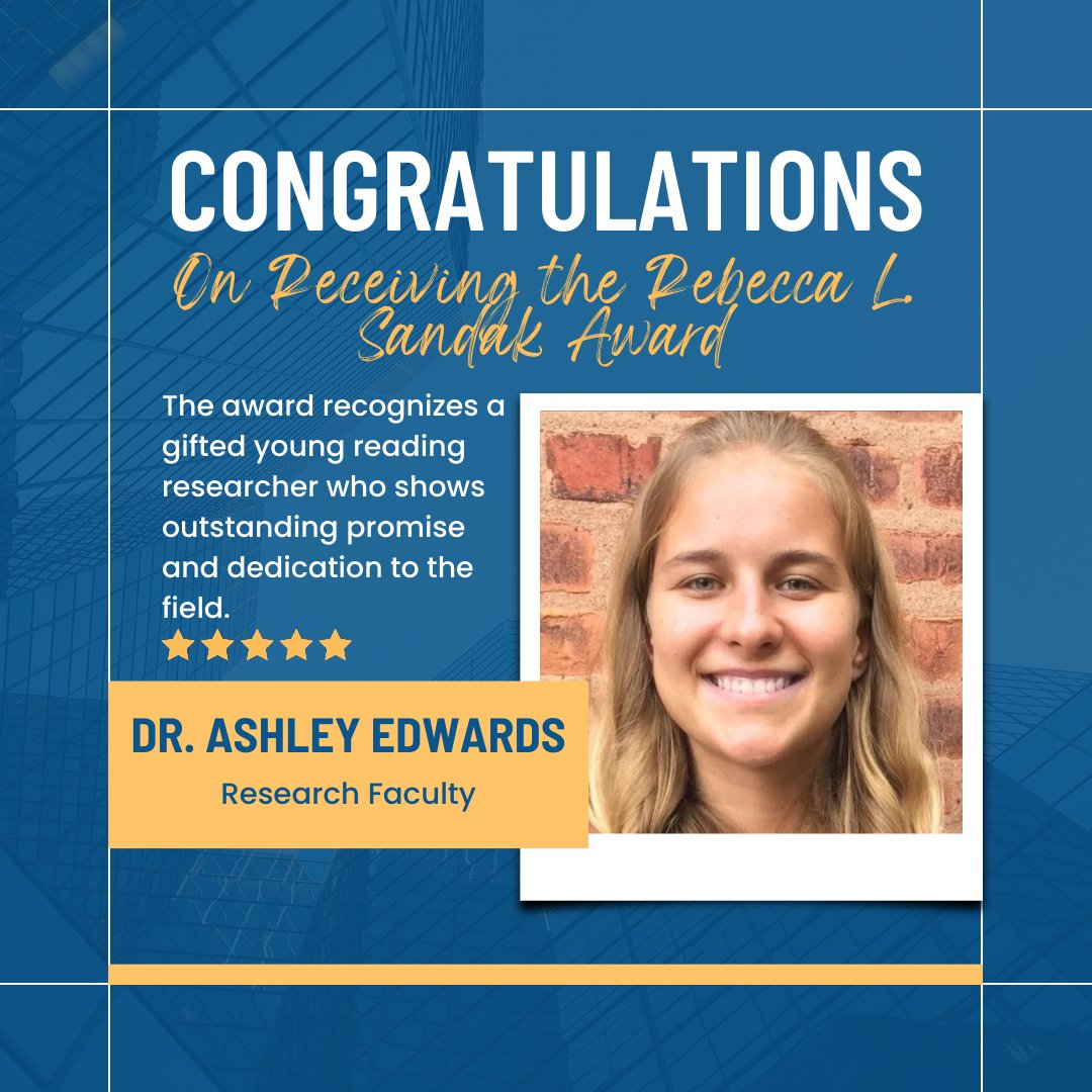 🎉 Exciting News! 🎉 We're thrilled to share that <a href="/aedwards1010/">Dr. Ashley Edwards</a> has been honored with the 2024 <a href="/SSSReading/">SSSR</a> Rebecca L. Sandak Young Investigator Award! 🏆 This prestigious award celebrates Dr. Edwards' exceptional talent and unwavering dedication to advancing reading research.