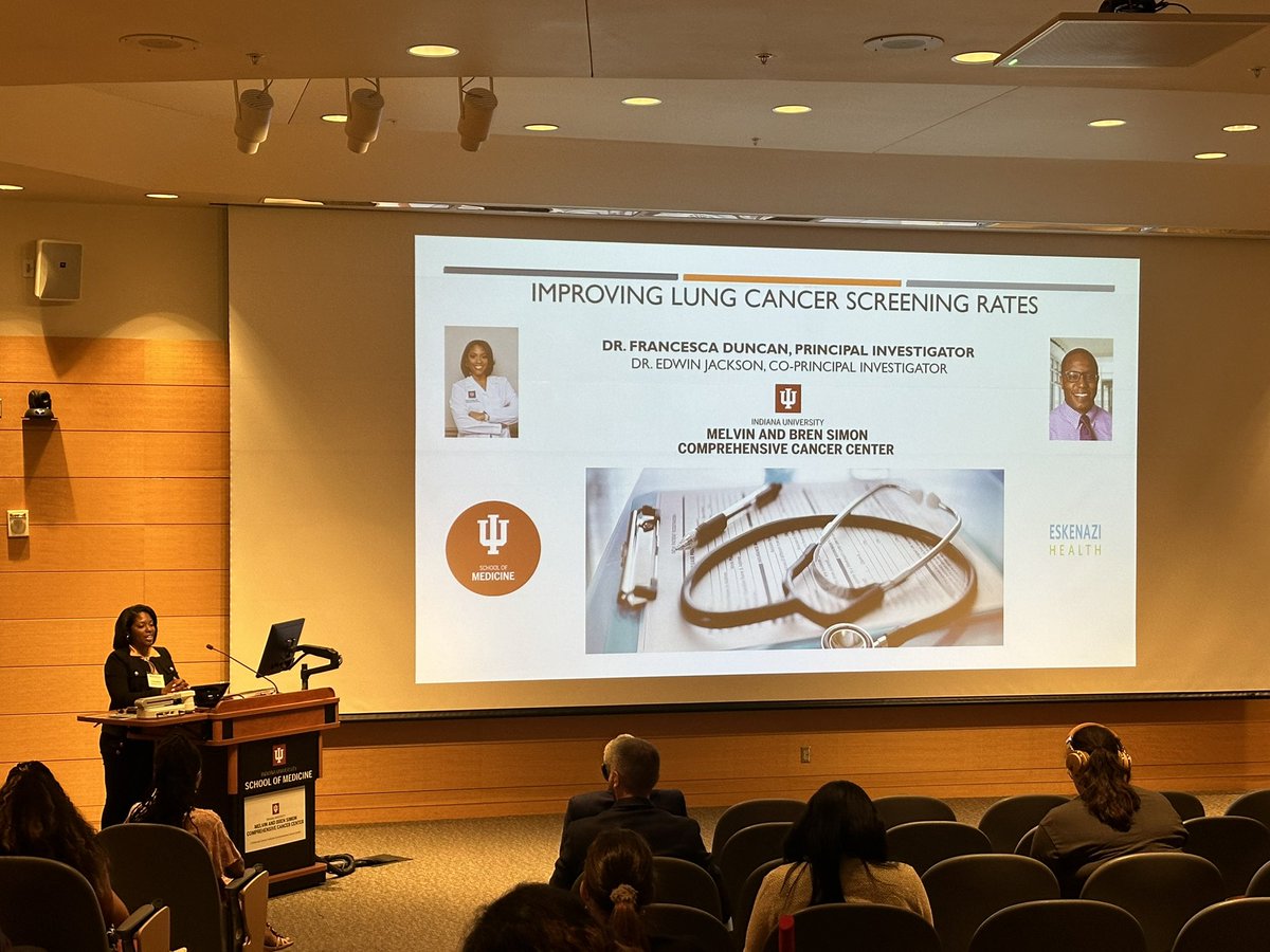 Nawar Al Nasrallah, MD. (@nawar_nasrallah) on Twitter photo Dr. <a href="/ForeverFancy17/">Francesca Duncan, MD</a> talking about improving lung cancer screening at IU Cancer Health Disparities Symposium.
<a href="/IUPCCM/">IU Pulmonary and Critical Care Fellowship</a> <a href="/IUCancerCenter/">IU Simon Comprehensive Cancer Center</a> <a href="/IUSMDeptMed/">IU School of Medicine Department of Medicine</a> Dr. <a href="/ForeverFancy17/">Francesca Duncan, MD</a> talking about improving lung cancer screening at IU Cancer Health Disparities Symposium.
<a href="/IUPCCM/">IU Pulmonary and Critical Care Fellowship</a> <a href="/IUCancerCenter/">IU Simon Comprehensive Cancer Center</a> <a href="/IUSMDeptMed/">IU School of Medicine Department of Medicine</a>