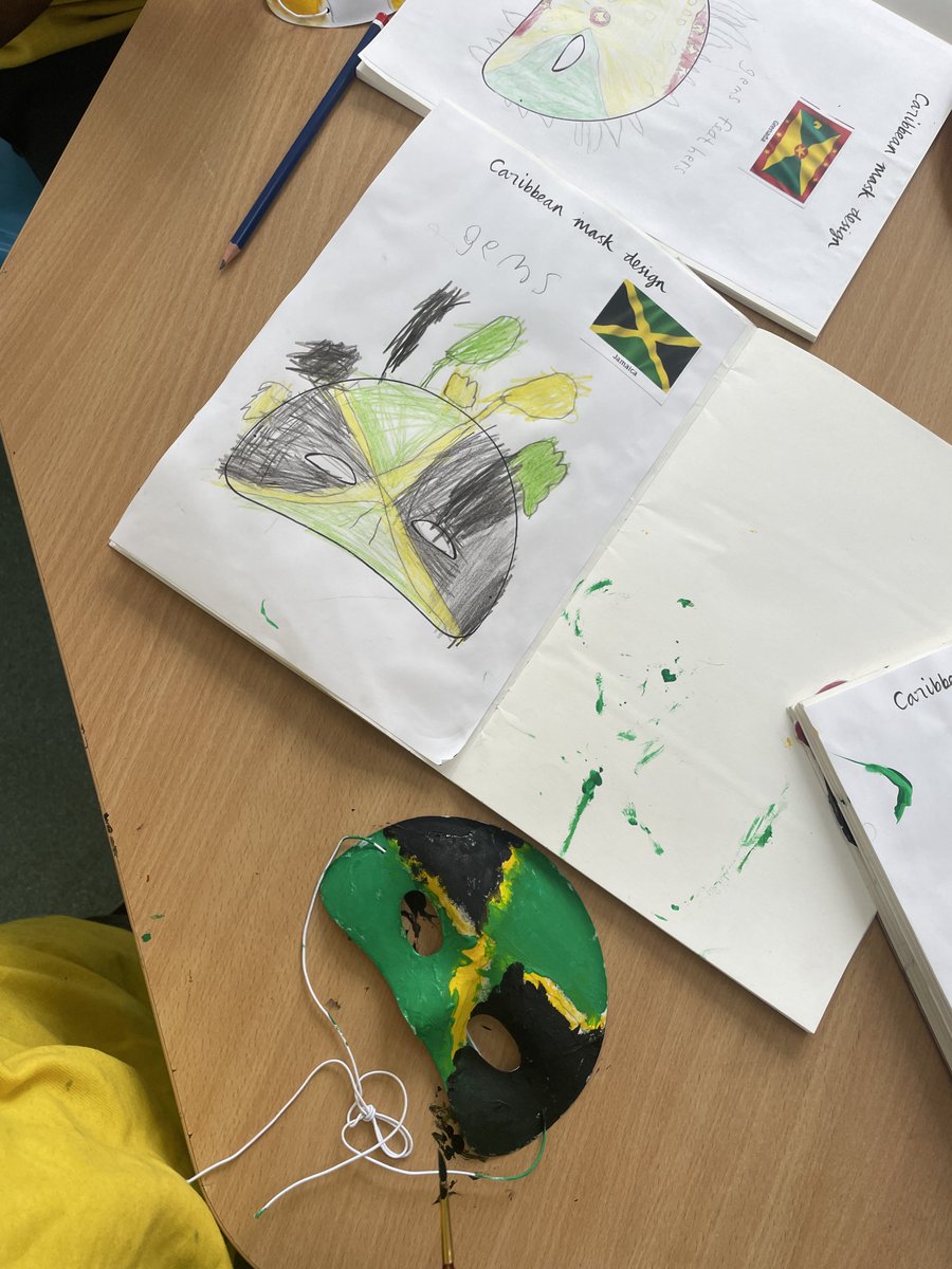 In art, Maple class are creating Caribbean carnival masks using flags as their inspiration #caribbean #art #primaryart