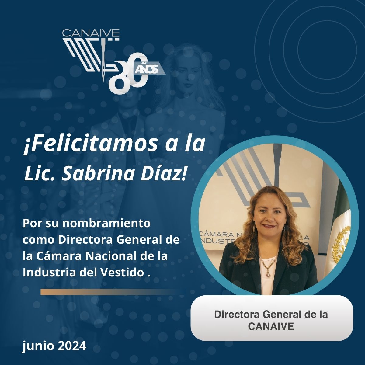 Tenemos el gusto de informarles que la Lic. Sabrina Díaz asume la Dirección General de la CANAIVE a partir del 13 de junio del 2024. De parte de todos los que conformamos la CANAIVE, felicitamos a la Lic. Díaz deseándole un gran éxito durante su gestión   #somoscanaive #moda
