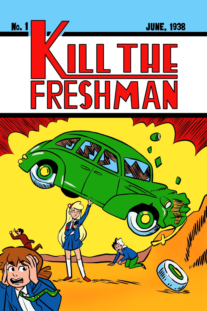 RocketLlama's tweet image. I'm  jubilant, I'm excited, I'm delighted beyond words to be able to reveal the SENIOR VARIANT COVER for Kill the Freshman: Homecoming, once again by our very own Marko Woodlore! Which famous comic cover are we doing an homage to, I wonder... ;)
kck.st/4bR00uI