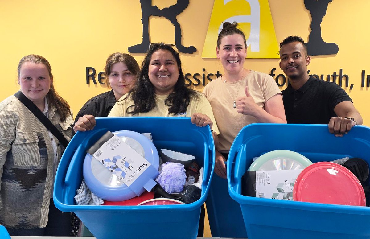 Thanks so much to Morgan, Ashley, and Anita from the Youth Equity group for dropping off some their "apartment in a box" sets! They'll be going to youth exiting care as they transition to their new places.